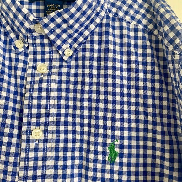 Boys Ralph Lauren Shirt Blue/White Check size M (10-12) - Picture 2 of 4
